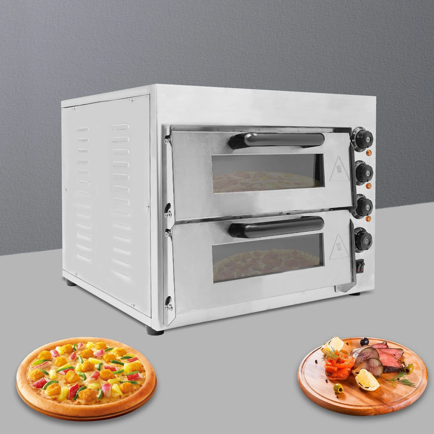 3000 W Pizzaofen 2 Etagen Toaster Bäckerofen Edelstahl Elektrischer Pizzaofen Backmaschine Elektrischer Backofen Küche Micr