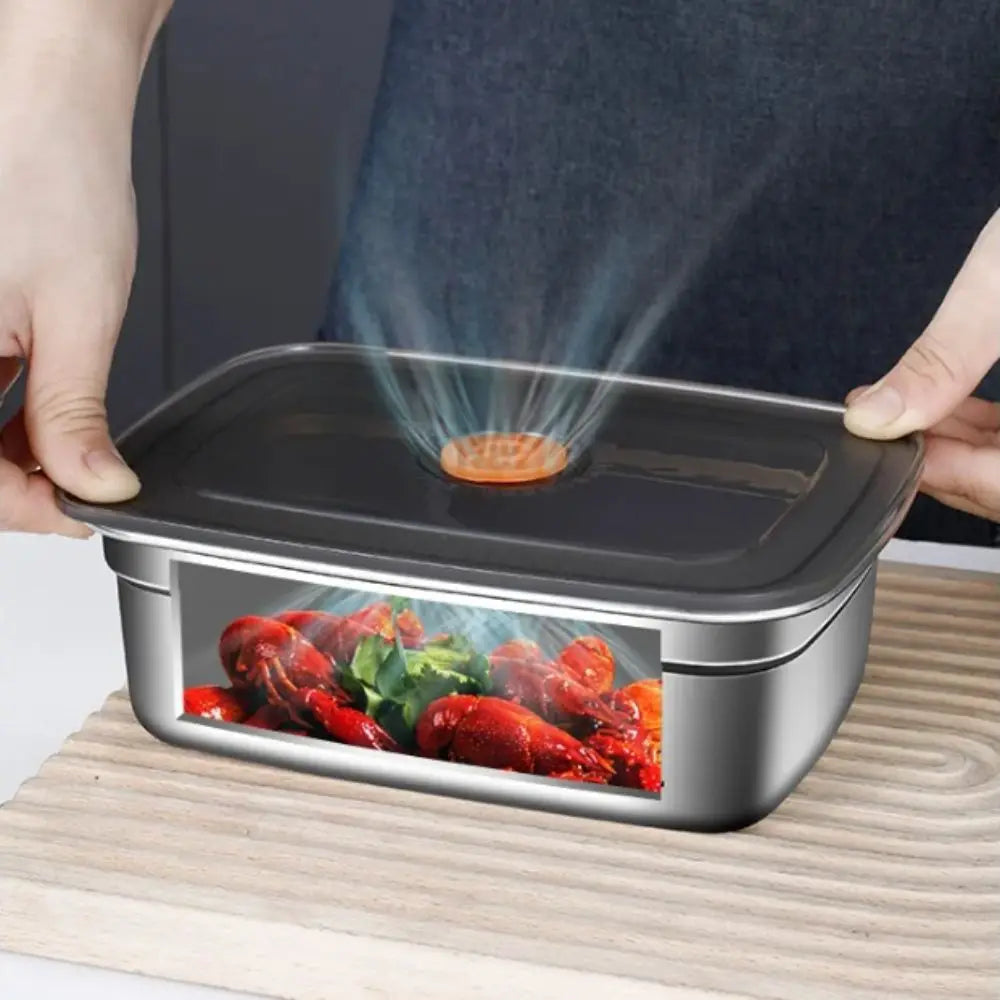 Stainless Steel Camping Lunch Box Sealed Leak-proof Bento Box Microwave Suitable Large Capacity Refrigerator Freezer Storage Box