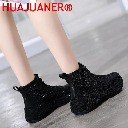 2025 Shiny Rhinestones Thick Sole Autumn Winter Short Ankle Women Boots Women's Shoes for Woman Booties Boots for Women.