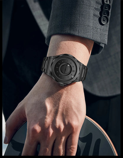 FOXBOX Creative Scrolling Pointer Magnetic Force Men's Quartz Wristwatches Outdoor Sports Waterproof Watch Men Relogio Masculino