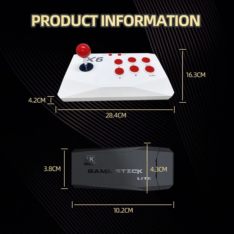VILCORN M8 Game Stick 4K Arcade Video Game Console for MAME PS1 9 Emulator with Double Arcade Joysitck 41000 Games Retro Machine.