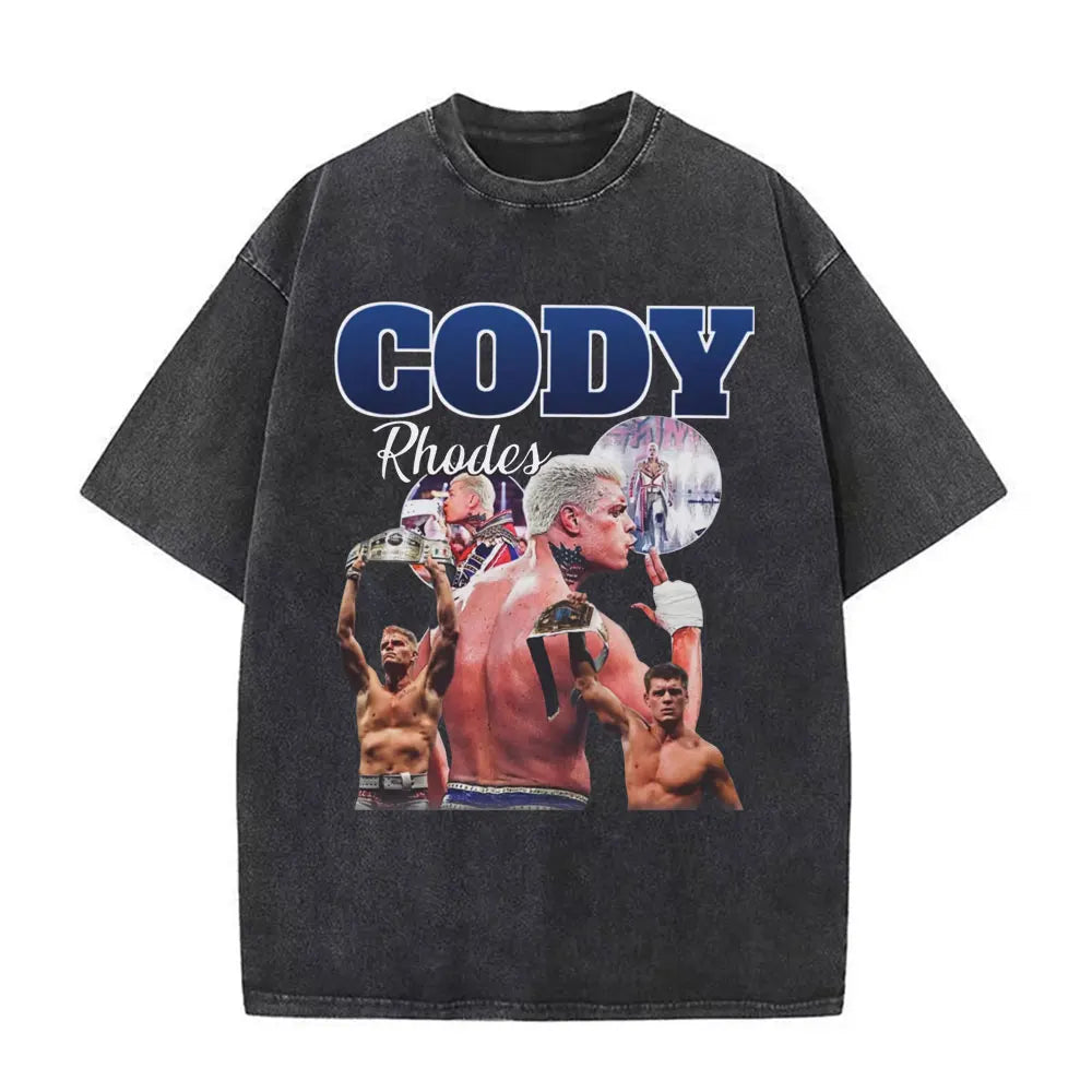 Cody Rhodes The American Nightmare Graphic T Shirt Men Women Fashion 90s Vintage Washed T Shirts Casual Cotton Oversized T-shirt