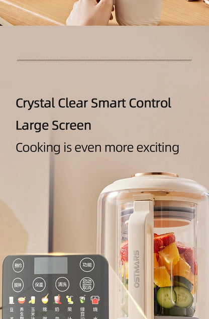 1.5L Soybean Milk Machine Wall Breaking Machine with Soundproof Cover Multifunctional Fruit Vegetable Juicer Automatic Blender.