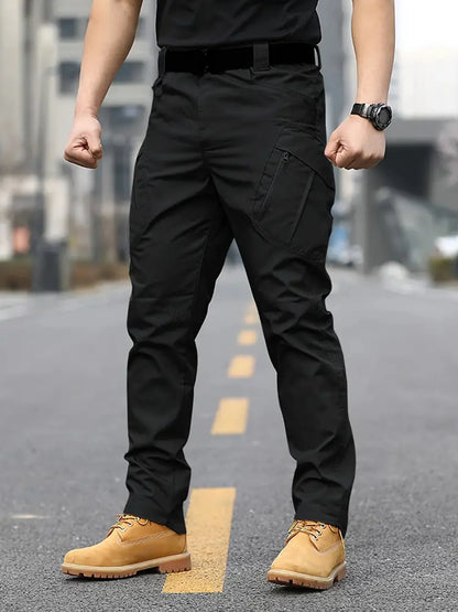 Men's multifunctional pocket tactical pants, wear-resistant Cargo Pants, water repellent, suitable for hiking and outdoor work.