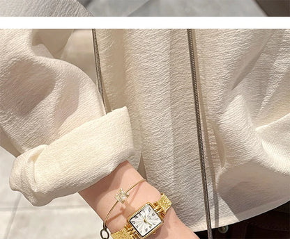 GEDI Gold Stainless Steel Quartz Watch Square Woman High-End Vintage Light Luxury Elegant Women's Wristwatches Gift.