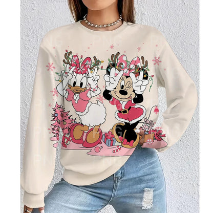 Christmas Disney Mickey Mouse Women's Hoodie American Casual Hoodie Autumn Hip Hop Women's Hoodie Casual Clothing.