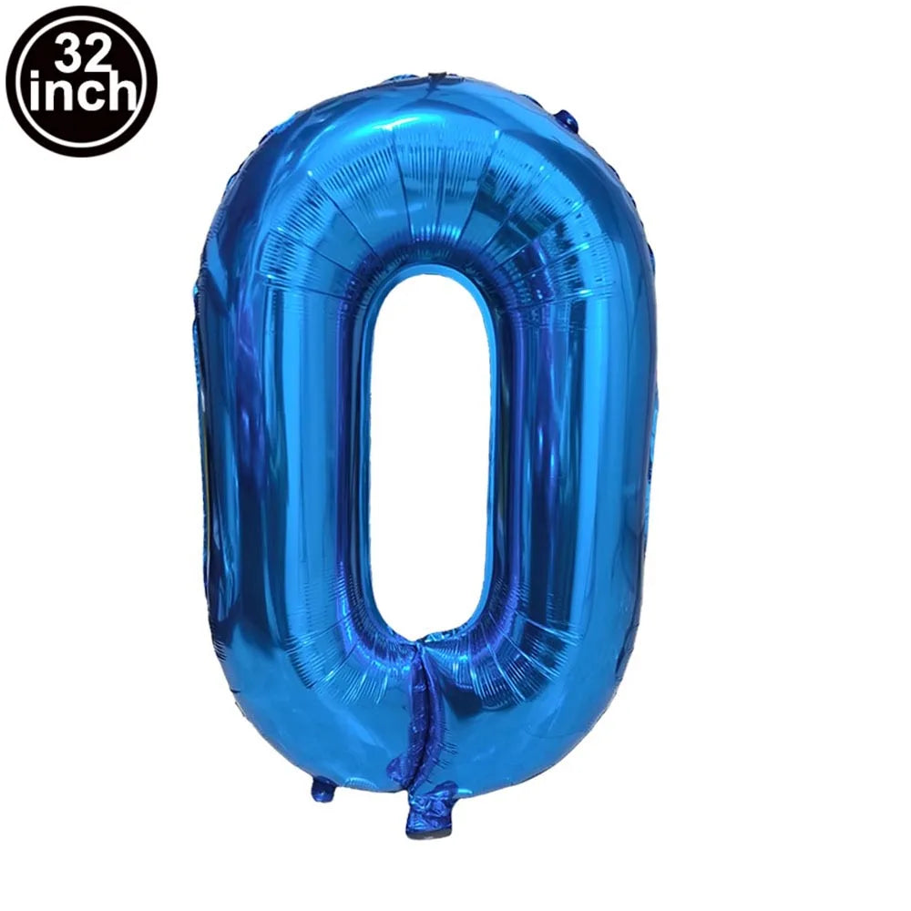 Blauer Ballon mit großen Zahlen, 32 Zoll, 0, 1, 2, 3, 4, 5, 6, 7, 8, 9, Geburtstag, Bachelorette-Luftballons, Figur, Golob-Party-Ballon-Dekoration.