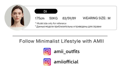 AMII 2025 Arrival Autumn Black A-line Women Skirt  Luxury Style Simple Elegant Elastic Waistband Offcial Lady Blouse 12523037.