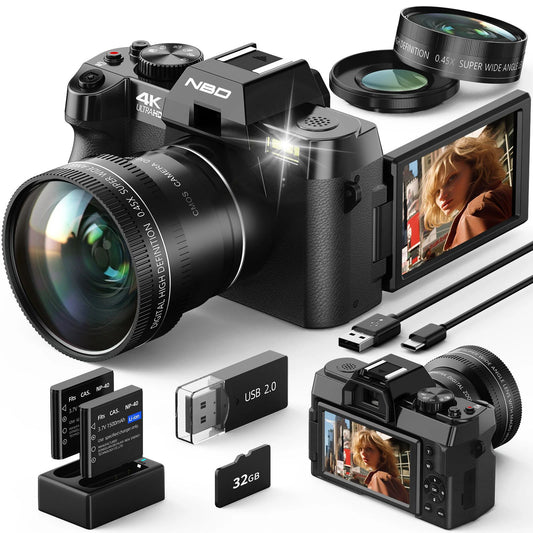 NBD Compact Digital Photography Camera 4K WIFI WebCam Vintage Vlog Video Recorder YouTube 48MP Camcorder 16X Digital Zoom Camera.