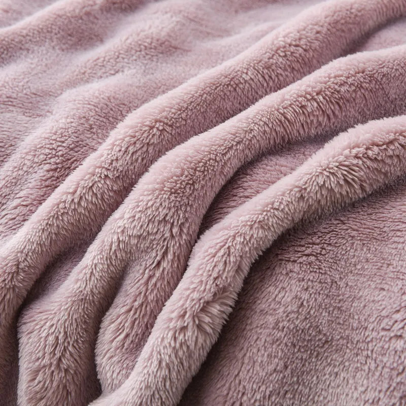 Solid Color Flannel Rabbit Fur Blanket Nap Cover Blanket Soft Sofa Blanket Coral Fleece Cover For Bedroom Manufacturer Wholesale.