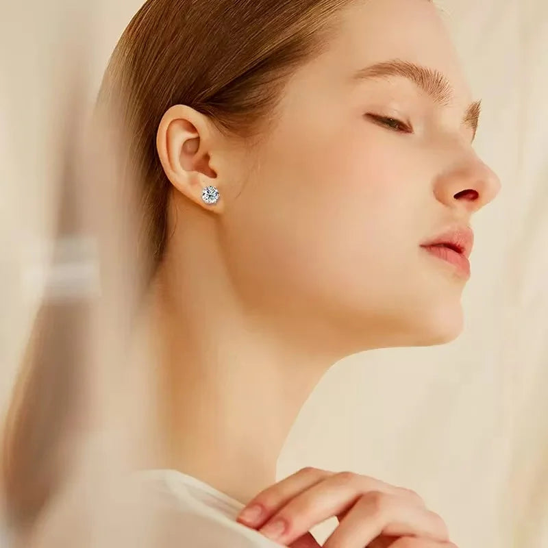 TEN CARATS Moissanite Stud Earrings for Women, D Color VVS1, S925 Sterling Silver, Luxury Jewelry Gift with GRA Certificate.
