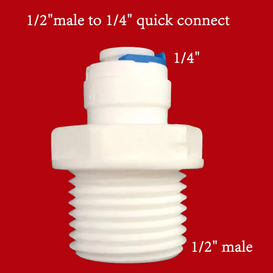 Water Purifier Accessories 1/4" 3/8" OD Hose To 1/4" 3/8" 1/2" Aquarium Quick Fitting RO Water Plastic Pipe Coupling Connector