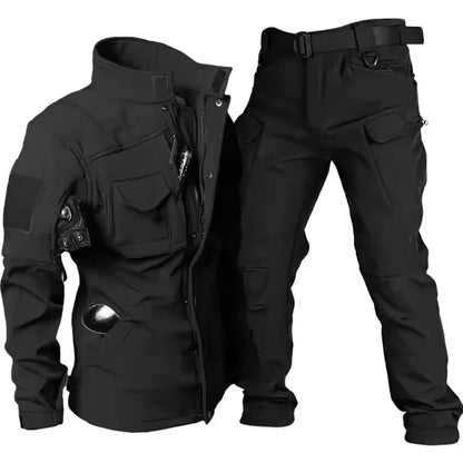 Waterproof Shark Skin Tactical Sets Mens Thicken Fleece New Soft Shell Combat Jackets+windproof Warm Cargo Pant 2 Piece Set