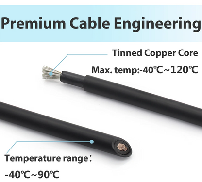 10AWG 30M 50M 100M 6MM 4MM Solar Cable Black or Red PV Cable High Copper.
