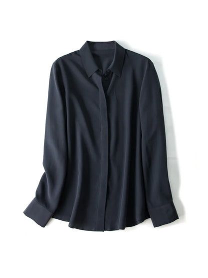 SuyaDream Damen-Seidenhemden, 100 % echte Seide, solide, langärmelige, schicke Blusen mit Knöpfen, 2025, Frühling, Sommer, Büro-Dame-Top, Weiß