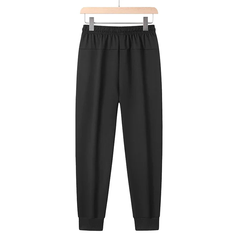 Summer Big Size Men's Pant Drawstring Stretch Sport Jogger Trouser Male Plus Large Fit Zip Pocket 4XL 5XL 6XL 7XL 8XL Grey Black.
