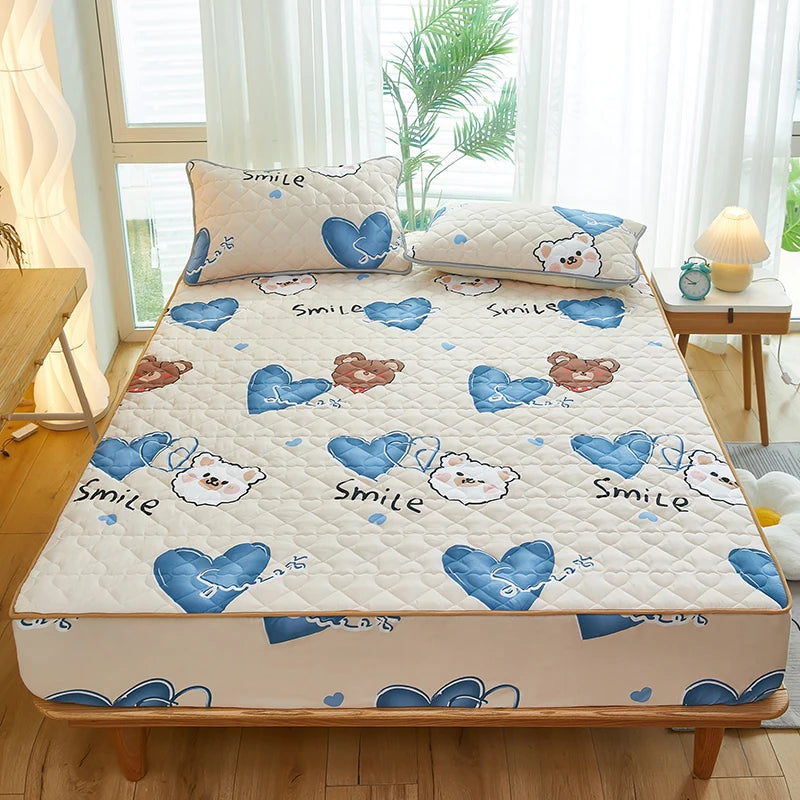 Printed Bedspread Bed 90/120/150/180cm Cover Thicken Bed Linen Sheets fundas de colchón Non-slip Mattress Covers (No Pillowcase)
