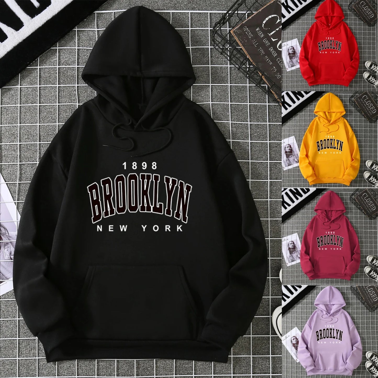 2025, Winter, neuer Damen-Kapuzenpullover, High Street, Unisex-Stil, Doppeltaschen, Sweatshirts, Oberbekleidung, Übergröße, Damenbekleidung CYXX 227.