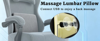 Ergonomischer elektronischer Gaming-Stuhl mit Massagefunktion, verstellbarer Lordosenstütze und Fußpedalen, Computer aus atmungsaktivem Stoff