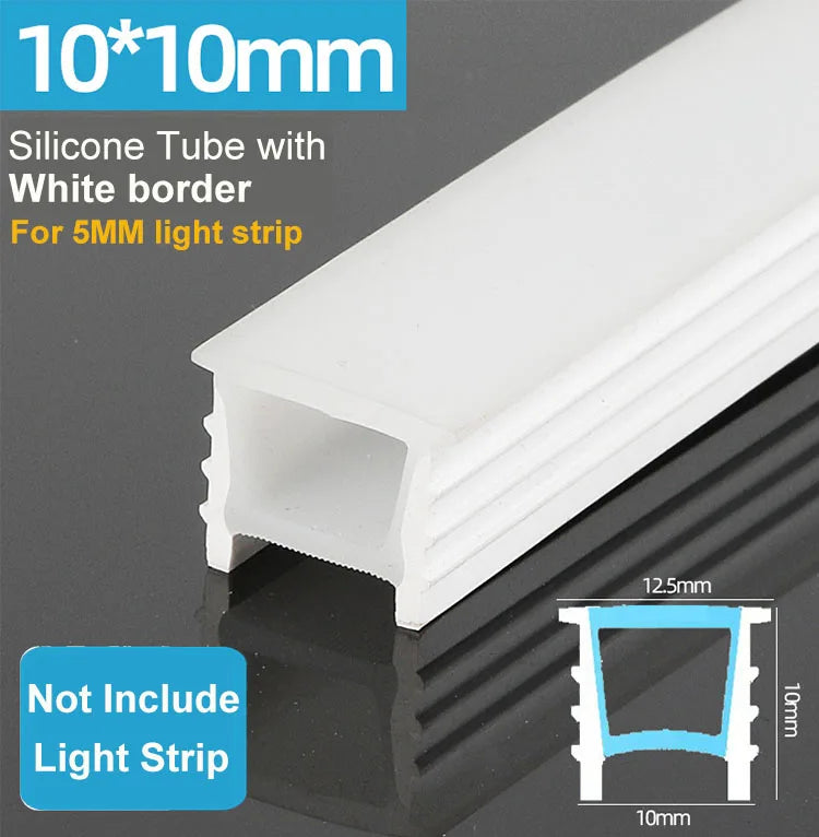 1-5M Recessed White Silicone Tube Border Led Neon Flexible Channel Holder Easy Install Waterproof Dustproof DIY Special-shaped.