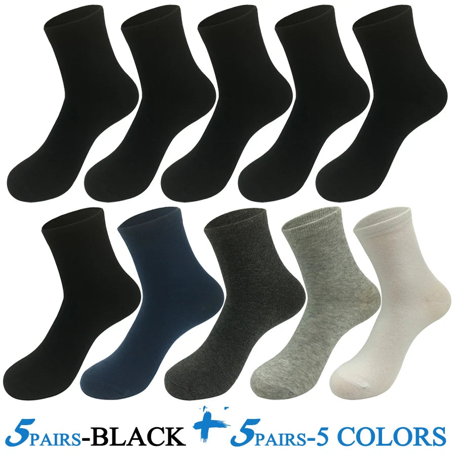 5 Pairs/Lot Socks Men Cotton Dress Wedding Black Grey White Brand Fashion Meias Male Breathable Casual Long Sock Gift 2024 New.