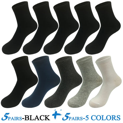 5 Pairs/Lot Socks Men Cotton Dress Wedding Black Grey White Brand Fashion Meias Male Breathable Casual Long Sock Gift 2024 New.