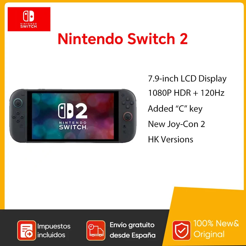 New Nintendo Switch 2 World Premiere 7.9'' Screen Joy‑Con Handle Enhanced Audio Adjustable Console Includes Mario Kart World.