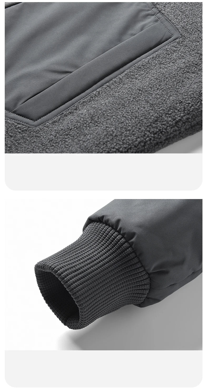 Outdoor Hiking Jacket Winter Fleece Windproof Camping Fishing Hooded Jacket Male Thick Warm Trekking Climbing Skiing Casual Coat