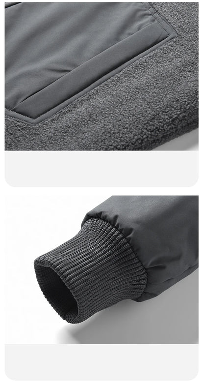 Outdoor Hiking Jacket Winter Fleece Windproof Camping Fishing Hooded Jacket Male Thick Warm Trekking Climbing Skiing Casual Coat