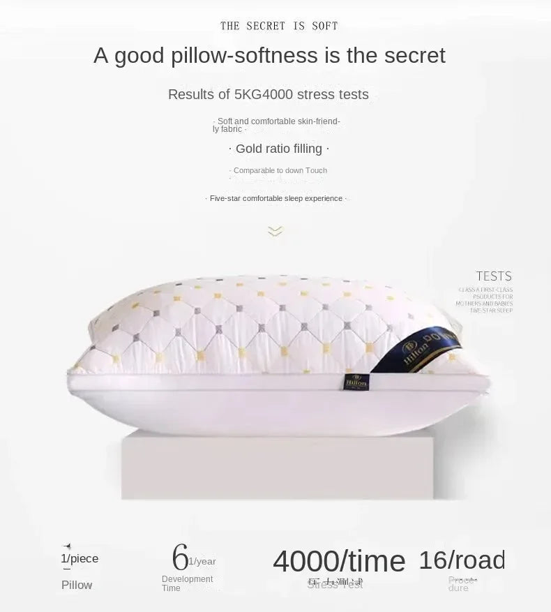 High Quality Pillow Feather Velvet High Rebound Pillow Core For Household Adult Single Neck Protection  To Aid Sleep Pillow Core.