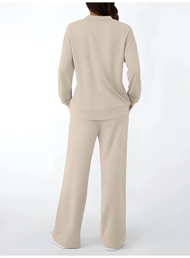 Autumn Winter Sweatshirt 2 Piece Set Women 2025 Casual Sport Long Sleeve Loose Tops And Wide Leg Pants Sets Suits Outfit.