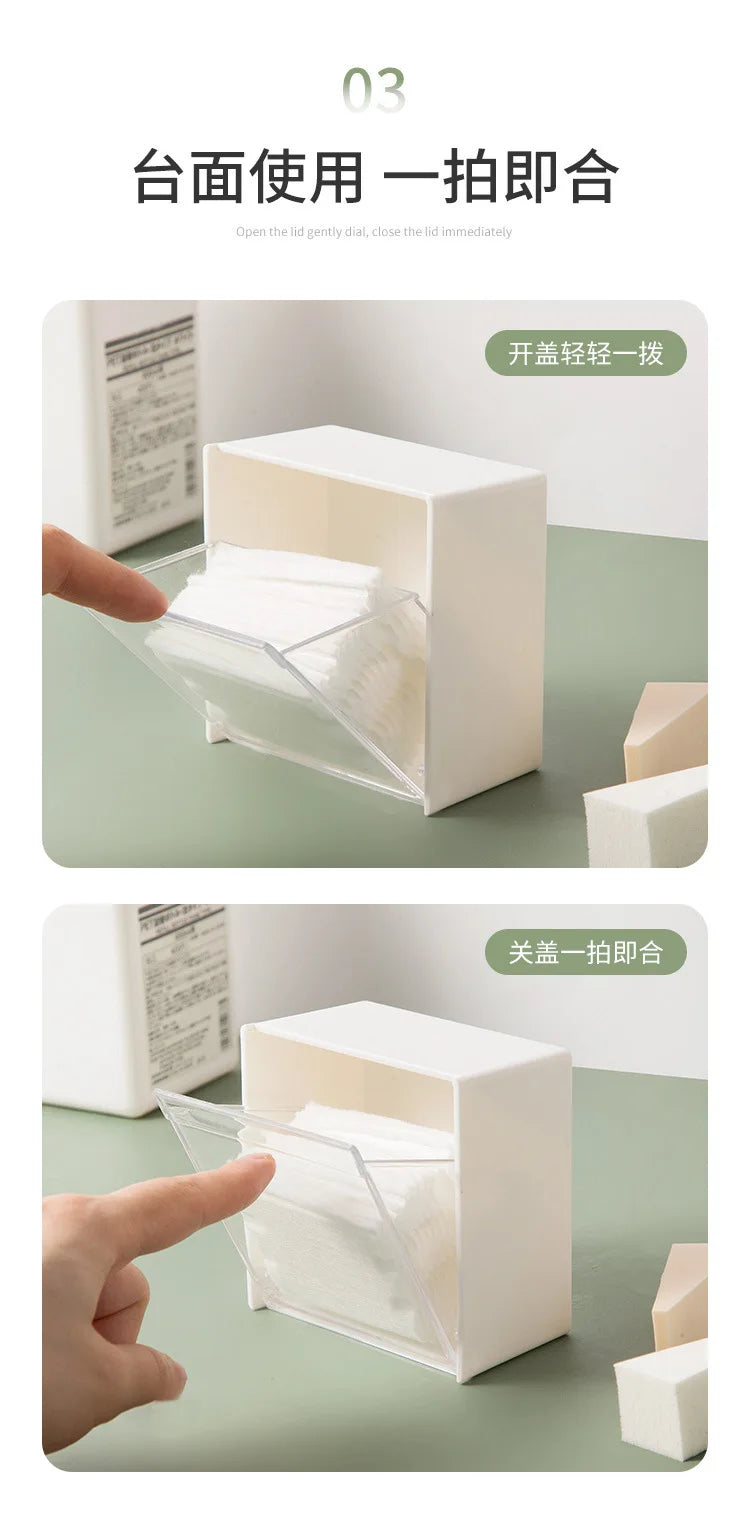 Wandmontierte Flip-Aufbewahrungsbox für das Badezimmer, nicht perforierte Aufbewahrungsbox für Wattestäbchen