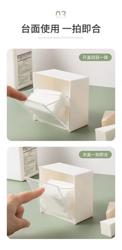 Wandmontierte Flip-Aufbewahrungsbox für das Badezimmer, nicht perforierte Aufbewahrungsbox für Wattestäbchen