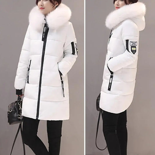 Frauen Winter Jacken Unten Baumwolle Mit Kapuze Tops Große Größe Parkas Mujer Mäntel Langen Mantel Mode Weibliche Pelz Kragen Outfits Neue Jahr