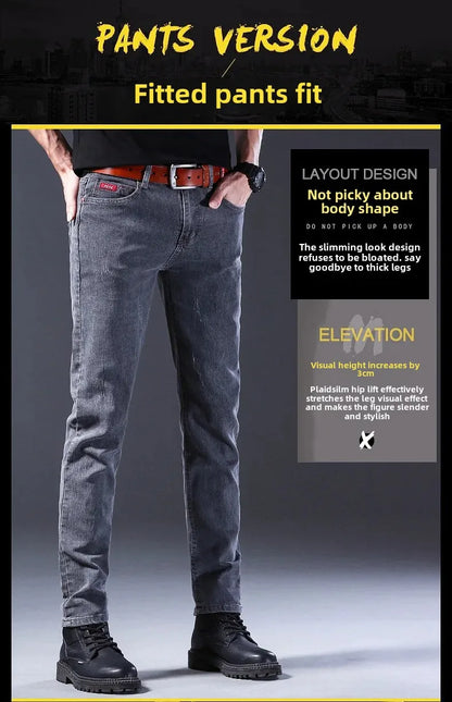 Frühling Herbst Xintang Denim Jeans Herren Slim Fit Casual Trendy Modische Alltagskleidung Blau Gerade Bein Hosen Elastische Taille.