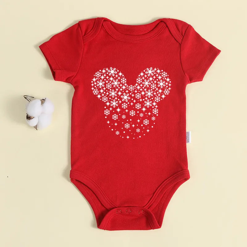 Weihnachten Neugeborene Baby Roten Strampler 100% Baumwolle Baby Mickey Print Infant Outfit Baby Mädchen Jungen Body Disney Kleidung Weihnachten Geschenk.