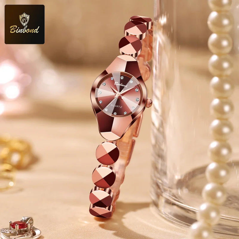 BINBOND Waterproof Watch Casual Fashion Quartz Watches Women Top Brand Luxury Stainless Steel Strap Elegant Business Women Watch.