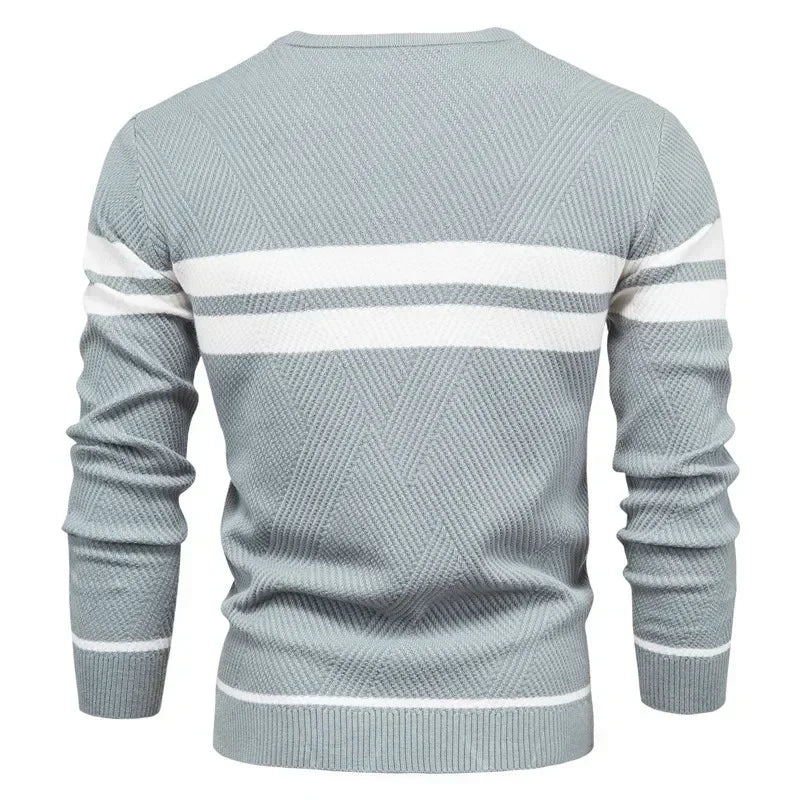 Embroidered LONSDALE Mens Boys Winter Stripe Sweater Thick Warm Pullovers Men's O-neck Basic Casual Slim Comfortable Sweaters.