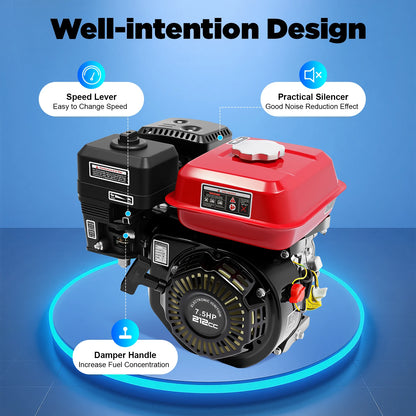 4-Takt-Benzinmotor 212 cc, 7,5 PS, 4000 W, 3600 U/min, Einzylinder-Handgezogener Benzinmotor, Durchmesser der Kurbelwelle ist 20 mm
