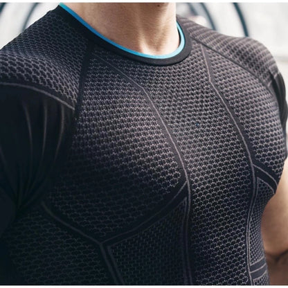 Men's Compression Quick Dry Skinny Fit Short Sleeve Athletic T-Shirt for Gym Workout Fitness Running Sport Bodybuilding.