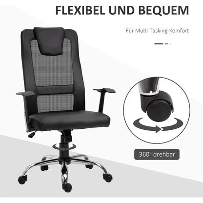 Vinsetto Bürostuhl Drehstuhl höhenverstellbar Chefsessel Schreibtischstuhl ergonomisch PU schwarz 66 x 73 x 108-118 cm