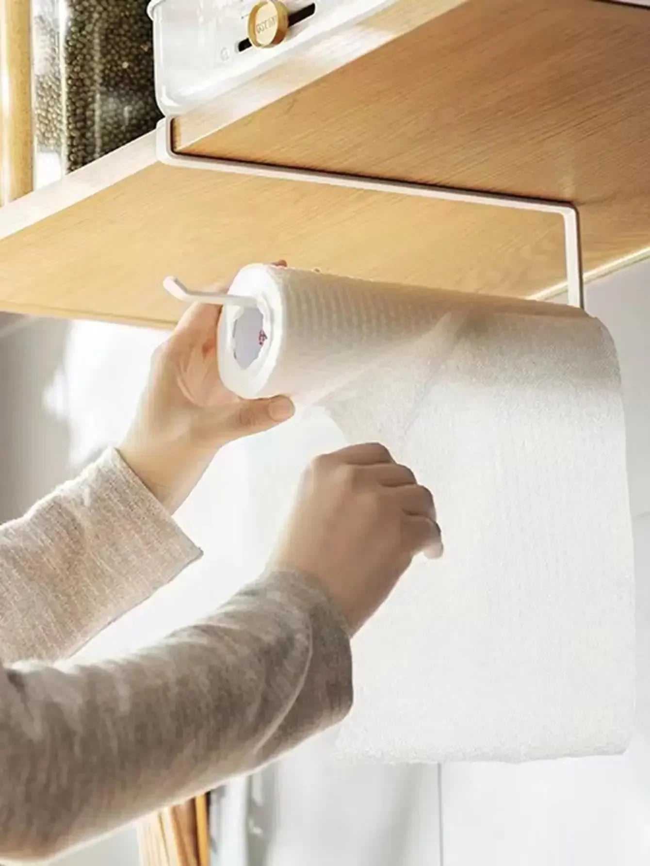 Hängender Küchenpapierhandtuchhalter, Rollenpapier, Kunststofffolie, Lappen-Organizer-Rack, für Küche, Schränke, Badezimmer-Organizer-Rack