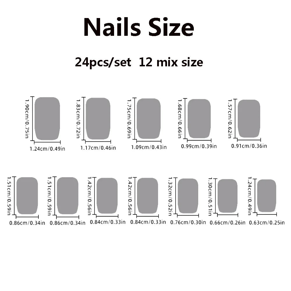 24pcs/set short square fake nails for women cute bride heart white french tips faux ongles y2k press on false nail supplies.