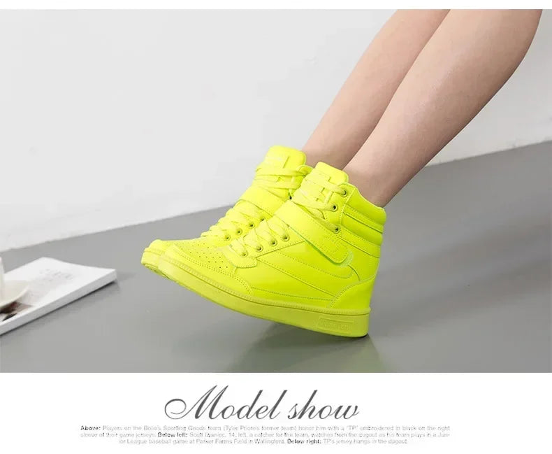 Designer Woman Breathable High Top Black White Boots Women Casual Sport Shoes Platform Hidden Increasing Sneakers Leather Shoe