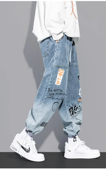 Trendy Loose-fit Men's Jeans Summer Thin Style Korean Version Casual Long Pants Hip Hop Fashion Versatile.