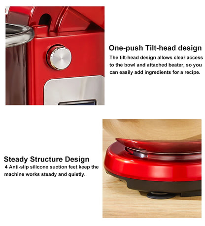 BioloMix Kitchen Food Stand Mixer, Blender, Quiet Motor, Cream Egg Whisk, Whip Dough Kneader, 6-Speed, 1200 W, 6 L, DC.