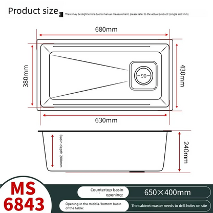 316L Stainless Steels Kitchen Sink Scratch and Grease Resistant Large Single Slot Household Left Right Mount Undermount Basin