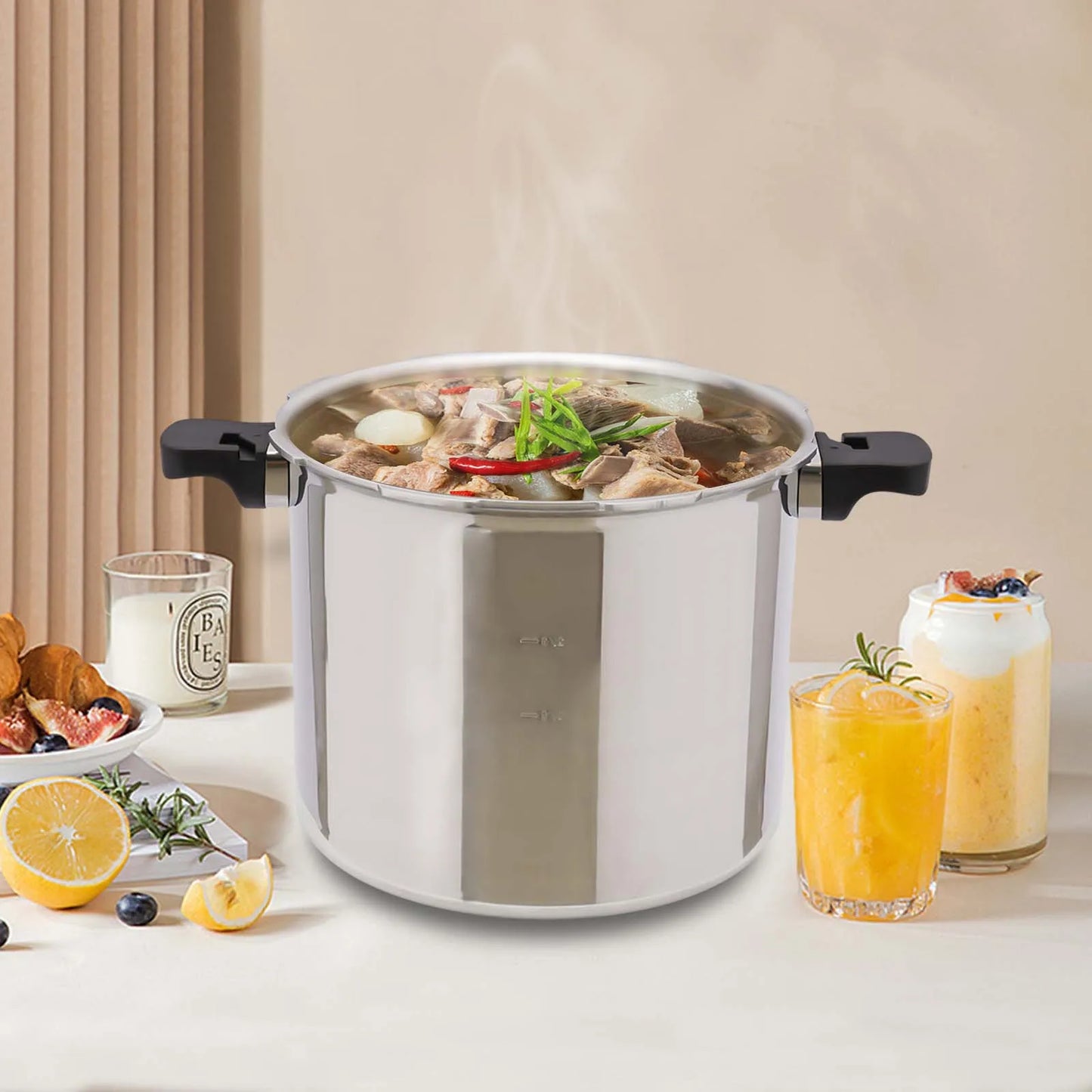 22L Aluminum Alloy Pressure Cooker Household Thickened Explosion-proof Gas Stove Double Bottom Pressure Cooker.