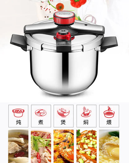 304 Stainless Steel Pressure Cooker Large Capacity Thickened Anti Explosion Induction Cooker 100Kpa Dual Adjustment.
