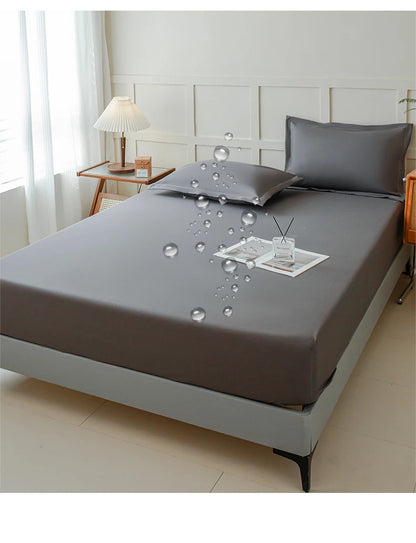 Waterproof Fitted Bed Sheet With 360 Elastic Band Mattress protector Cover Bedspreads for Single Double King Queen Size Bedsheet.